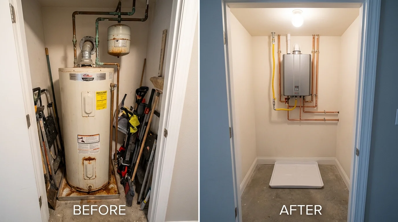 Tank water heater versus wall-mounted tankless unit comparison for Flagstaff, AZ homeowners